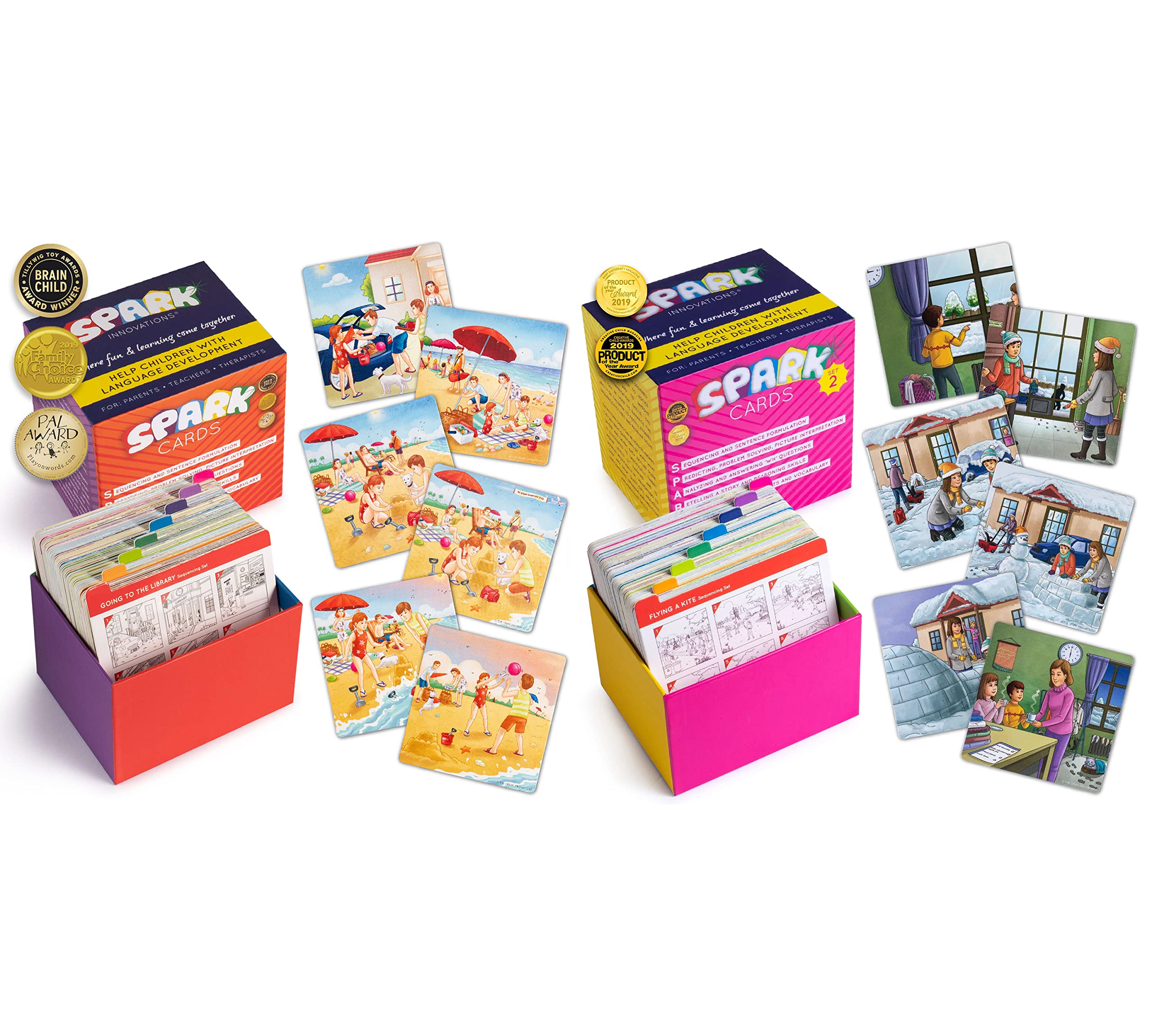 Sequencing Cards for Storytelling and Picture Interpretation Speech Therapy Games, Special Education Materials, Sentence Building, Spark Cards 1 and 2 Bundle