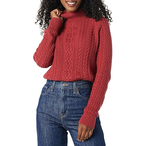 Amazon Essentials Women's Fisherman Cable Turtleneck Sweater (Available in Plus Size)