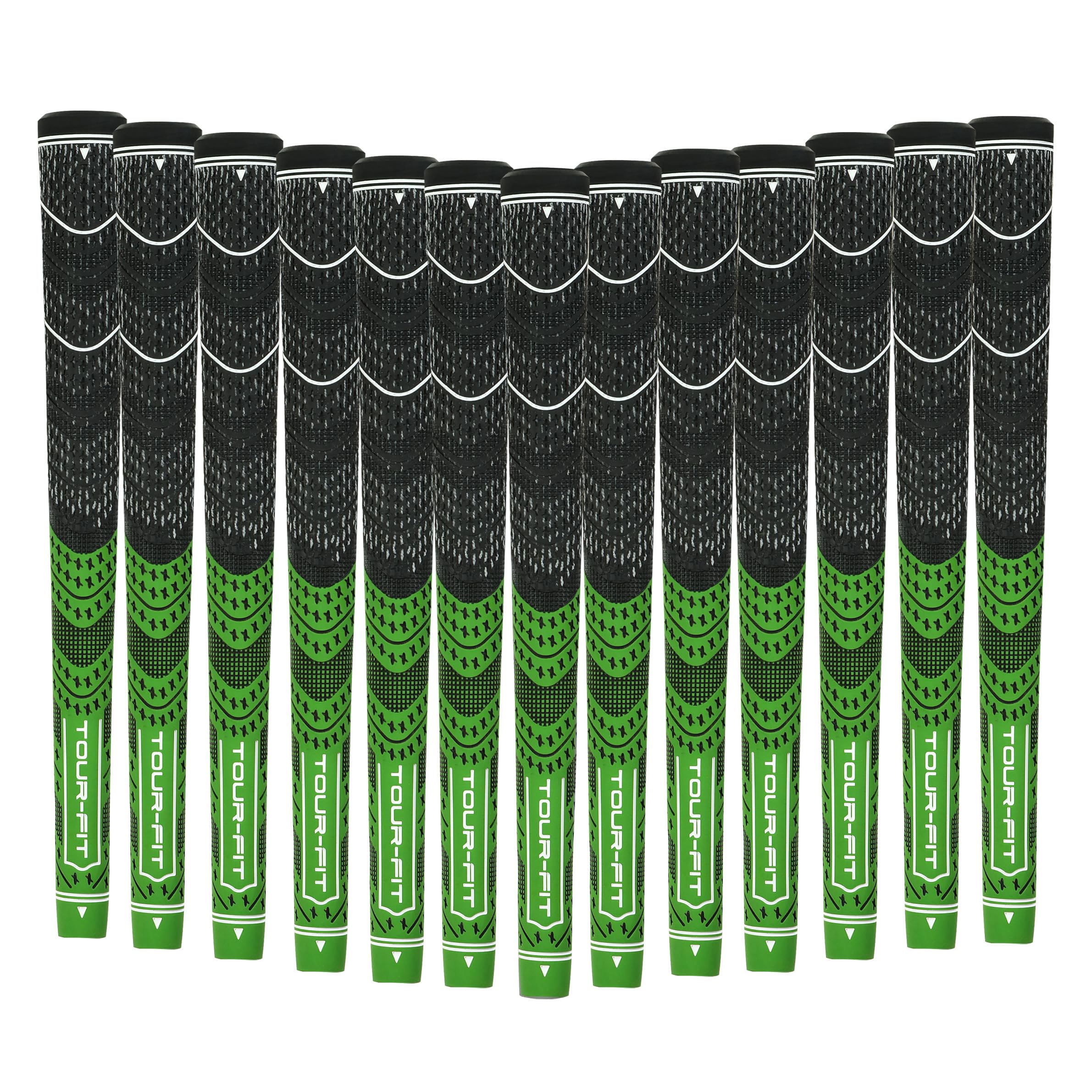 Golf Grip Tour Fit Dual Compound Premium Half Cord Golf Grips Standard Midsize Golf Grips with Golf Tape Set of 1/3/6/9/13 (Standard, Black/Green set of 13)