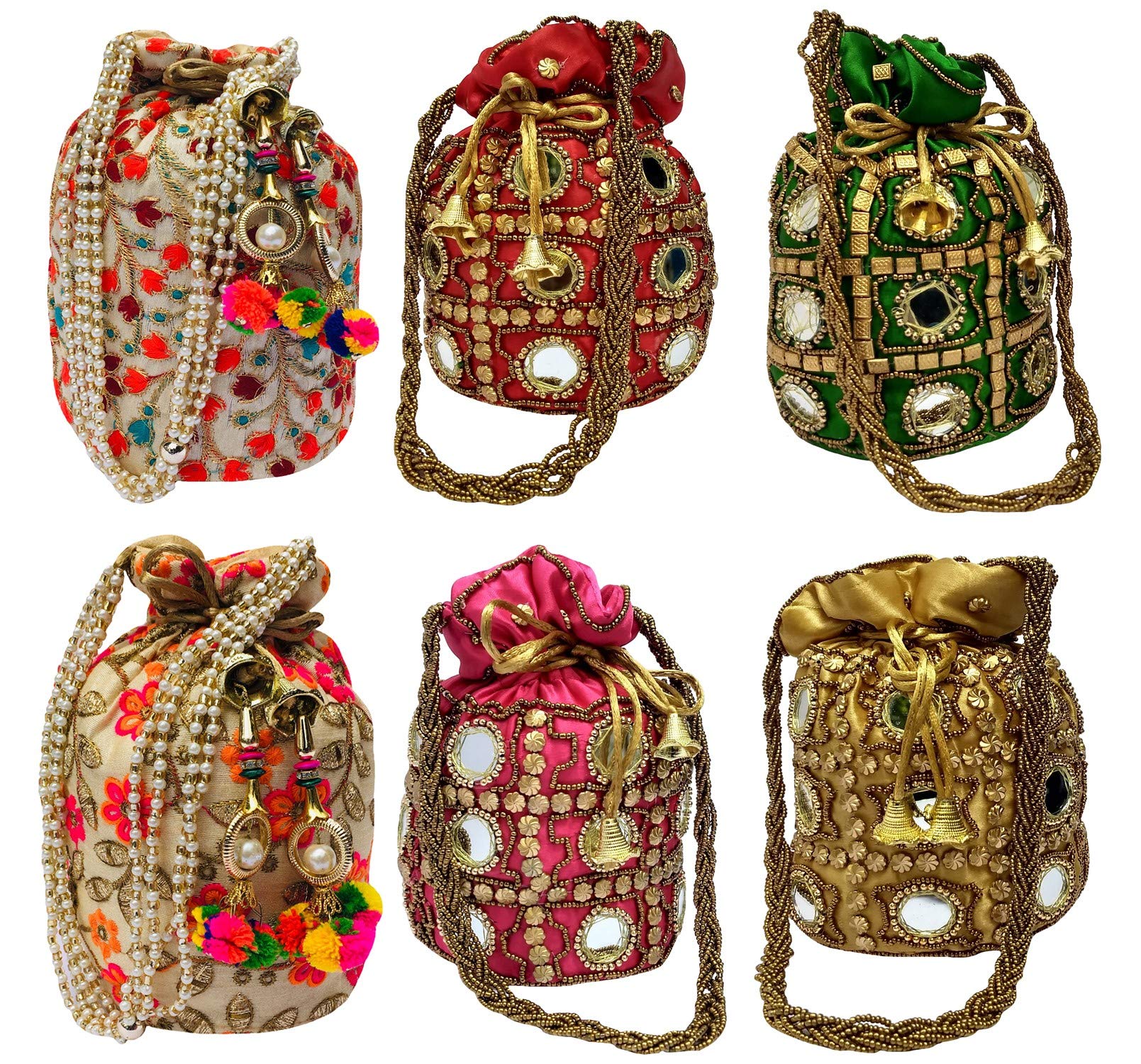 AILTINOMulticolor Women Potli Bag combo's and set's (Set of 6)