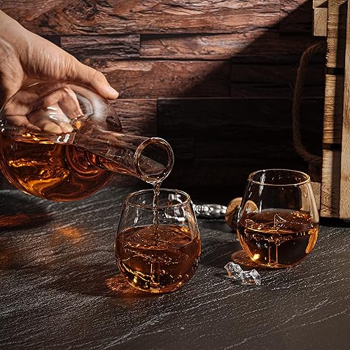 Miniatura 6 de The Wine Savant - Juego de decantador y vasos de vino y whisky de tiburón, decantador de tiburón de 33.8 fl oz con 2 vasos de 10 onzas, figura de
