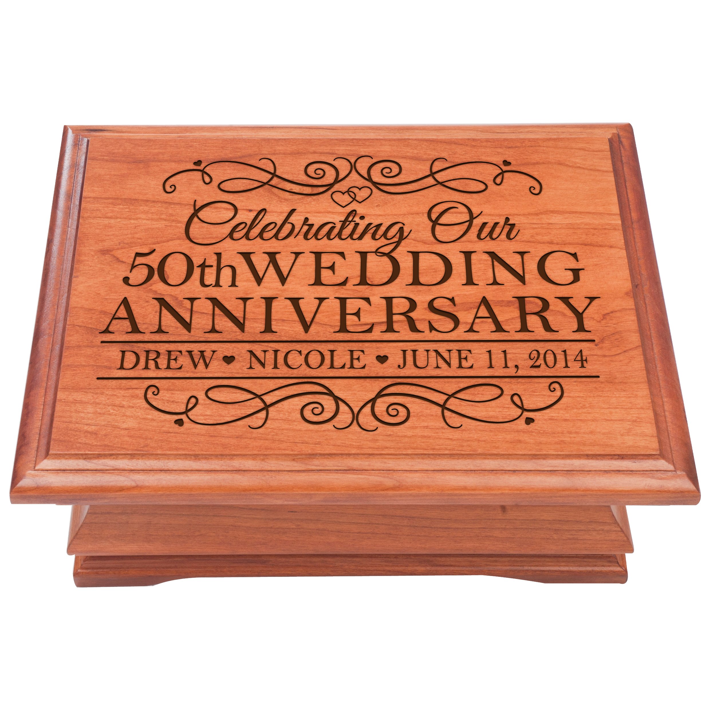 LifeSong Milestones Personalized Wedding Anniversary Keepsake Jewelry Box for Women Men - Gift for M