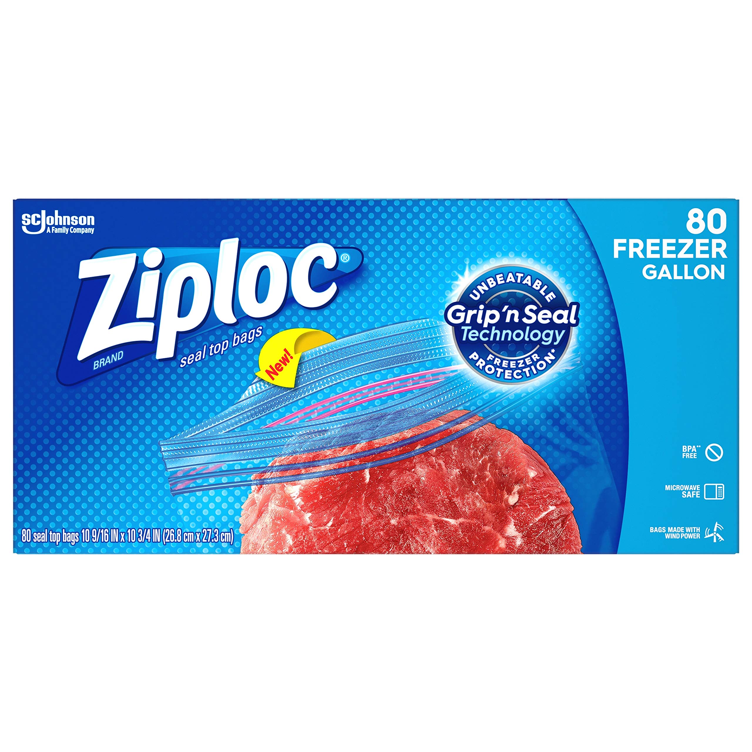 Ziploc Gallon Food Storage Freezer Bags, Grip 'n Seal Technology for