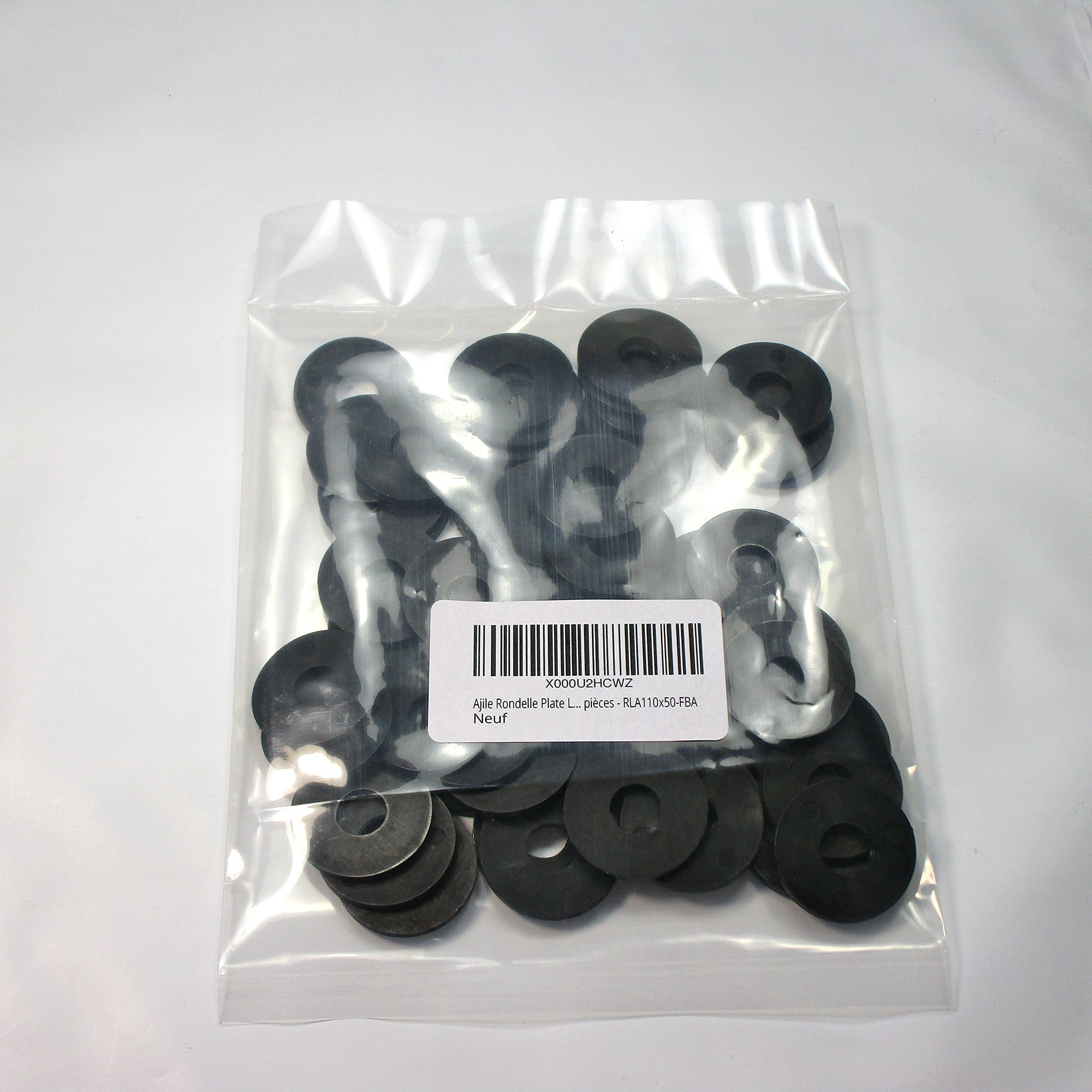 Ajile Rondelle Piatte DIN9021 di Finitura Distanziale Isolante in Plastica Poliammide NERO per Vite di Diametro di Filettatura Metrica 10 mm M10 - Confezzione da 50 Pezzi - RLA110x50-FBA