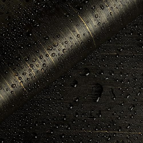 Miniatura 6 de WESTICK Papel de contacto negro y dorado con aspecto de madera, papel tapiz de 394 x 15.75 pulgadas, papel de contacto de madera vintage para