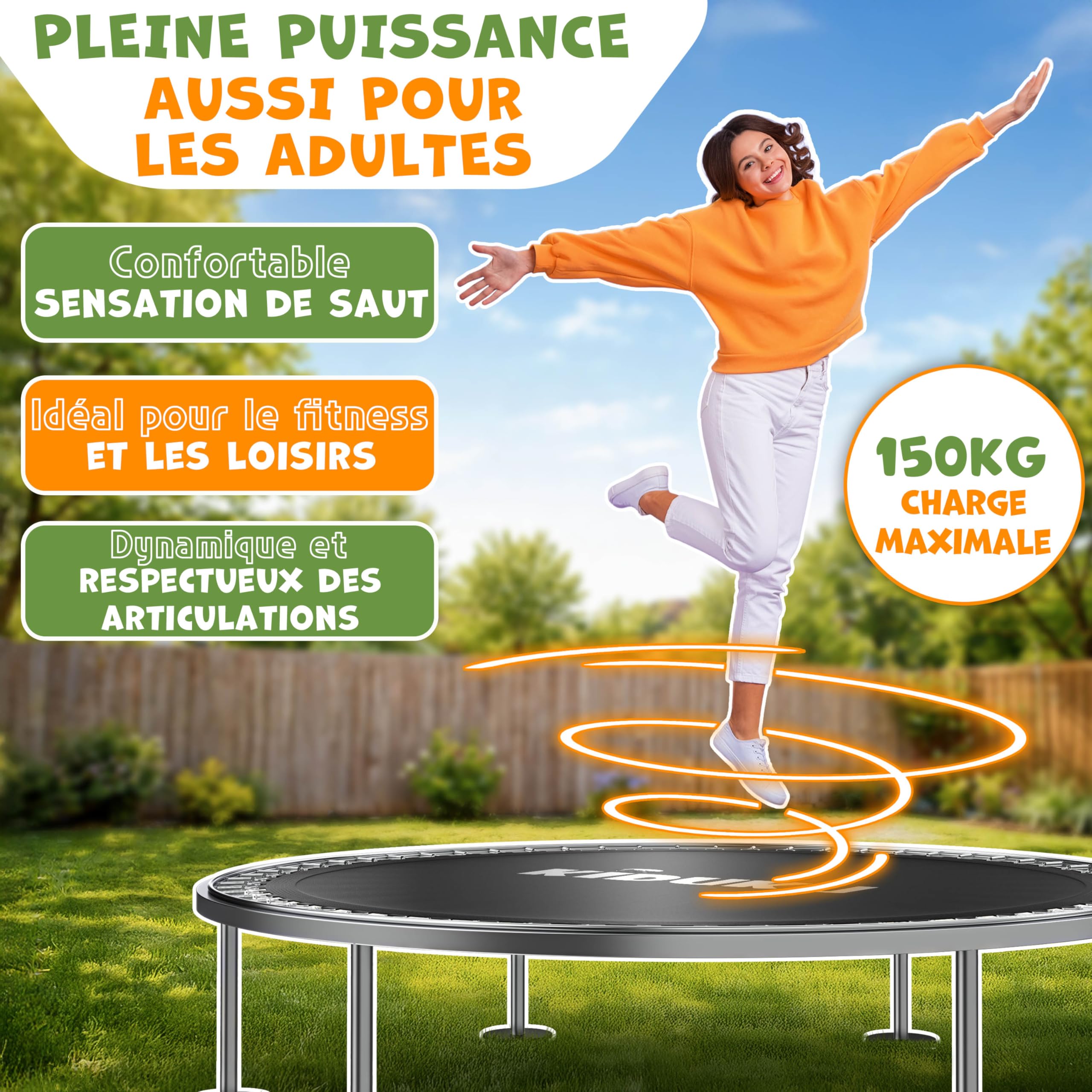 KIDUKU® Tapis de Saut pour Trampoline Ø 244, 305, 366, 427 cm | Tapis de Saut de Rechange 48-96 Oeillets | Résistant aux UV et aux intempéries | Accessoires de Rechange pour Trampoline de Jardin