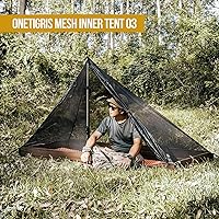 Vista 4 de OneTigris Tienda de campaña tipo tipi de malla, ultraligera para 1 persona, con suelo de bañera impermeable para acampar al aire libre, senderismo