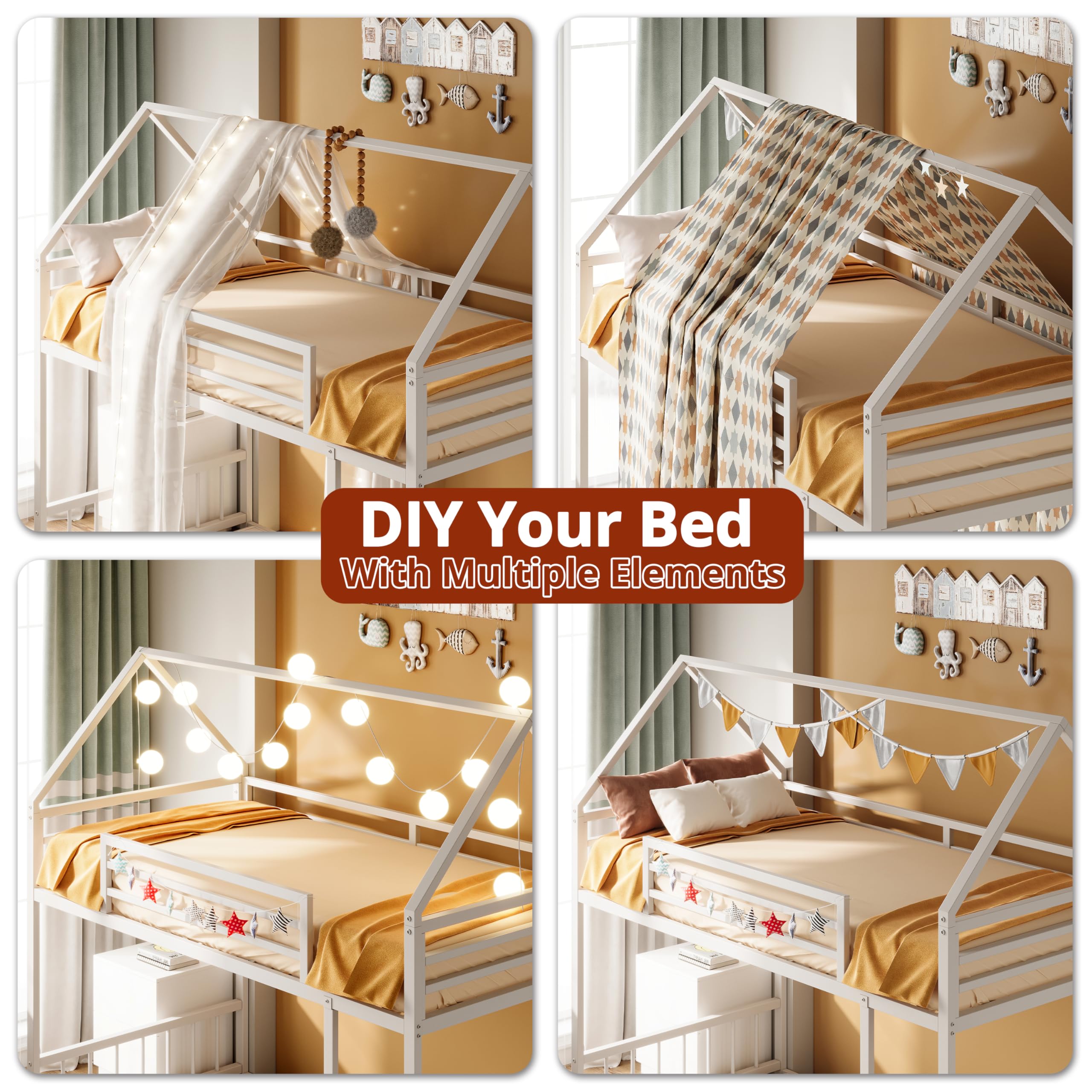 Best Bunk Bed 2026: 5 Space-Saving Picks for Kids 1 LIKIMIO Bunk Bed Twin Over Twin, House Bunk Bed Frame with Ladder and Guardrail, — product photo