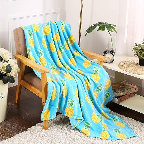 Whimsy Plush Fleece Tropical Throw Blanket (50" x 60") - Pineapple Blanket for Boys, Girls and People of Any Ag