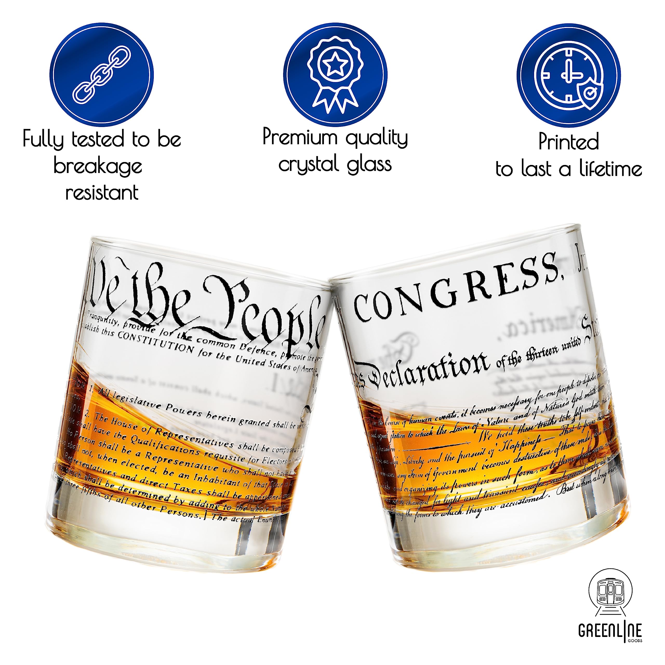 Greenline Goods Amerikanische Flaggen Whiskygläser – Mit 3D-Adler Im Boden – Set Mit 2 X 284 Ml Trinkgläsern – Patriotisches Geschenk