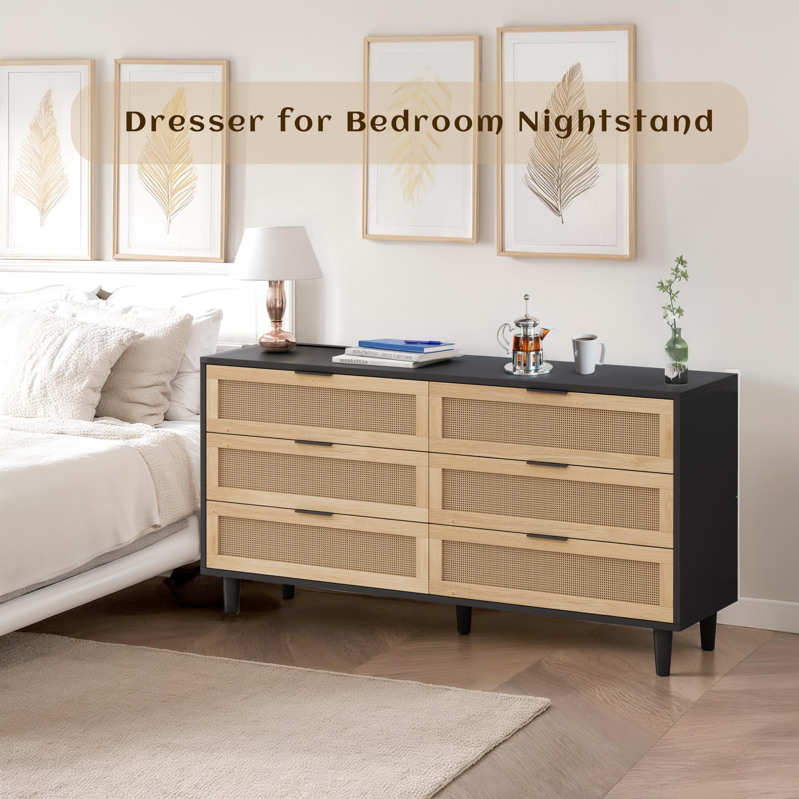 Amazon.com: NTYUNRR Black Rattan Dresser, 59.06" 6 Drawer Double Dressers for Bedroom, Dresser for Closet, Boho Wicker Dressers Storage Cabinet Drawer with Metal Handles, for Living Room, Black L : Home & Amazon.com: NTYUNRR Black Rattan Dresser, 59.06" 6 Drawer Double Dressers for Bedroom, Dresser for Closet, Boho Wicker Dressers Storage Cabinet Drawer with Metal Handles, for Living Room, Black L : Home &