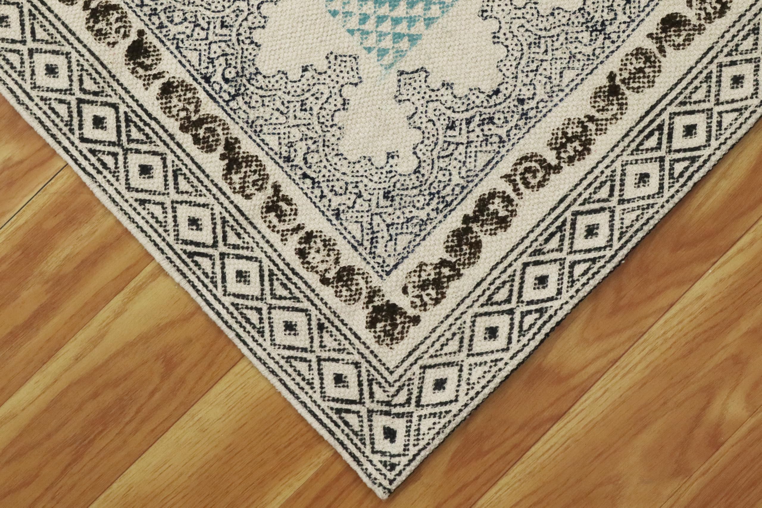 Baumwollläufer, 2 x 20 Kelim-Teppich, grün und braun, flach gewebt, 0,19 Zoll, waschbarer Baumwollteppich, für drinnen und draußen, Läuferteppiche für Flur, Treppen, Korridor