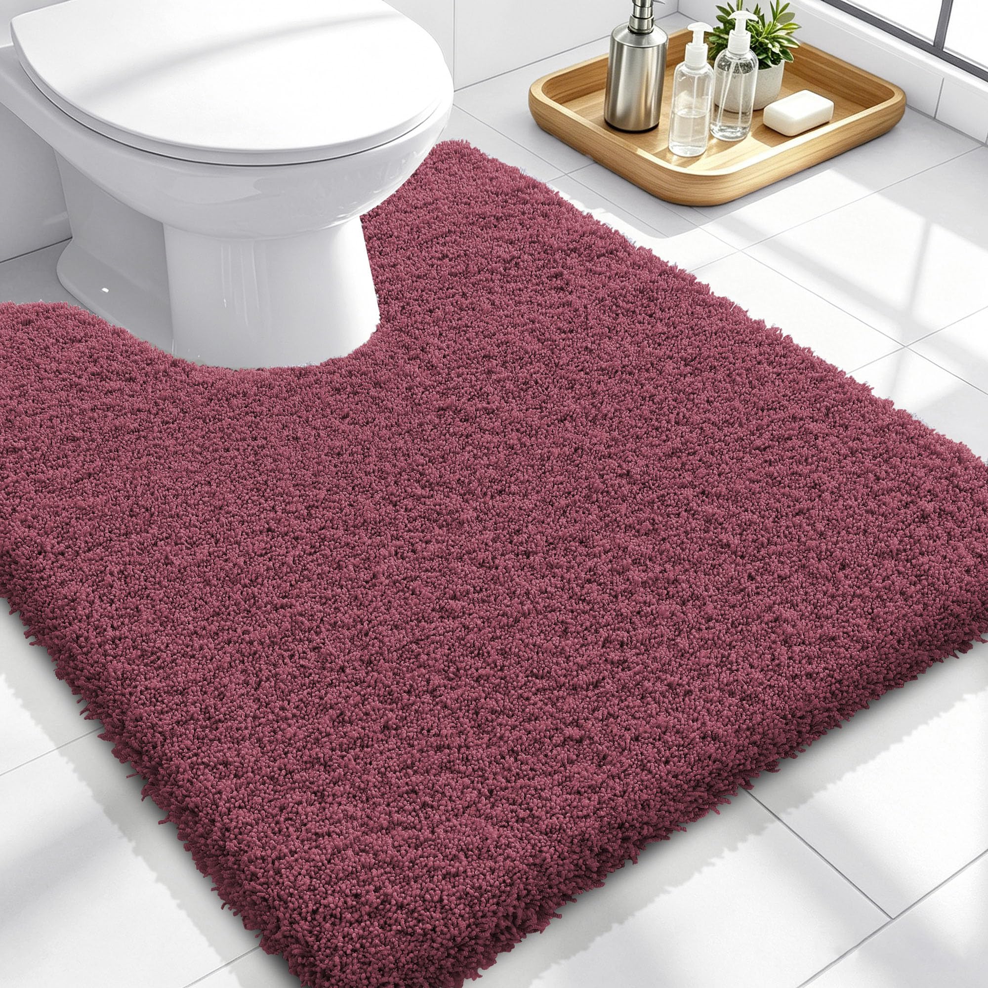 Photo 1 of OLANLY Microfiber Bath Rug 24" x 20" Burgundy