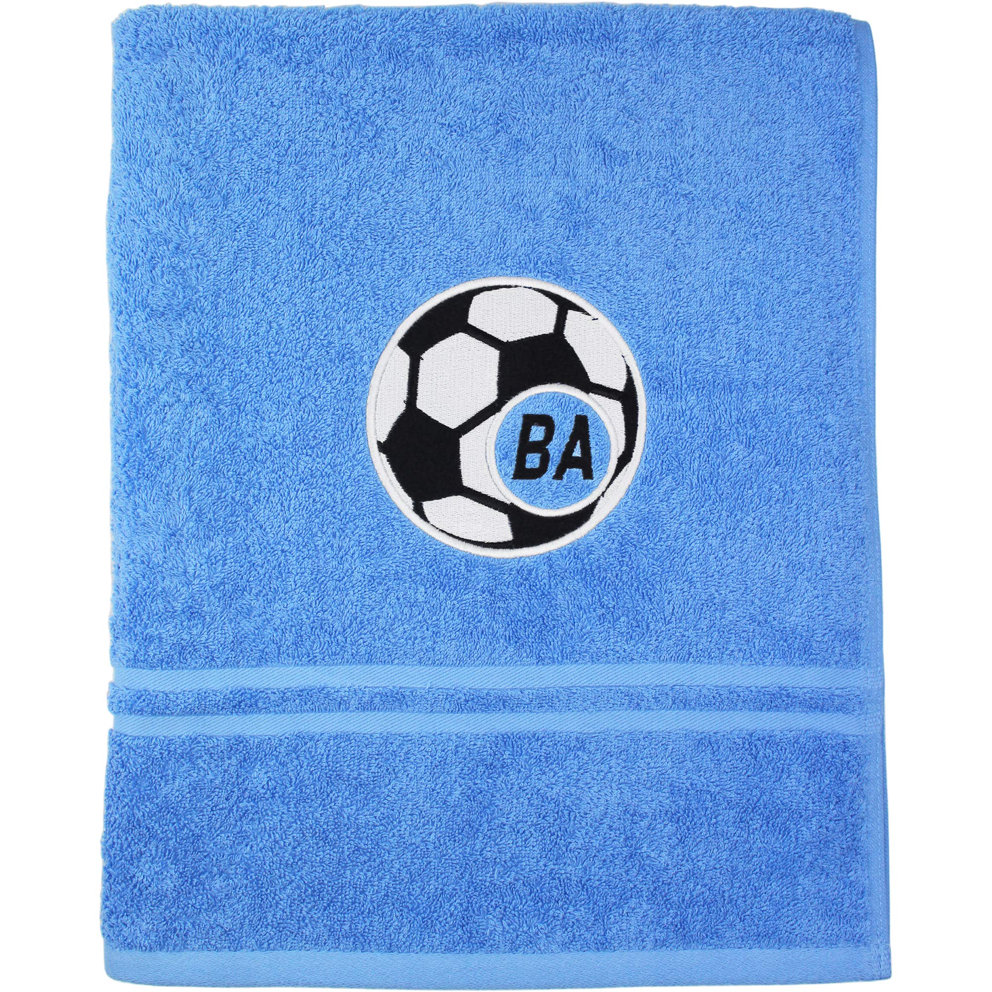 Teddyts Blue Personalised Football Initials Embroidered Towel (Blue)