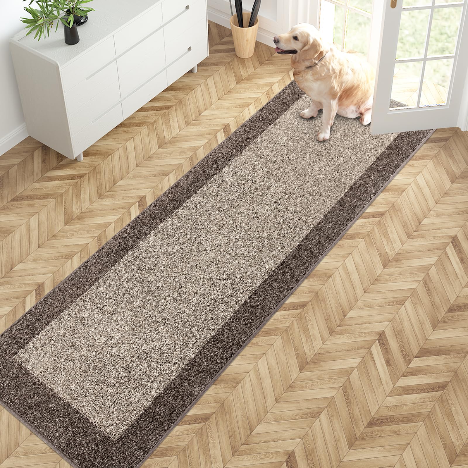 PURRUGS Dirt Trapping Door Mat 24" x 84", Non-Slip Washable Entry Mat, Dog Doormat, Front Door Mat, Super Absorbent Entrance Mat for Muddy Shoes &