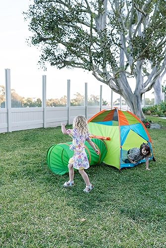 Vista 14 de Pacific Play Tents 20418 Neon Hide-Me Dome - Combo de tienda de campaña y túnel, tienda de campaña de 48 x 48 x 42 pulgadas de alto, túnel de 4 pies