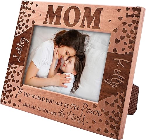 Miniatura 7 de Be Burgundy Marco de fotos personalizado para mamá de 4 x 6 pulgadas  Love You Since, regalos para mamá de hija e hijo, marco grabado personalizado