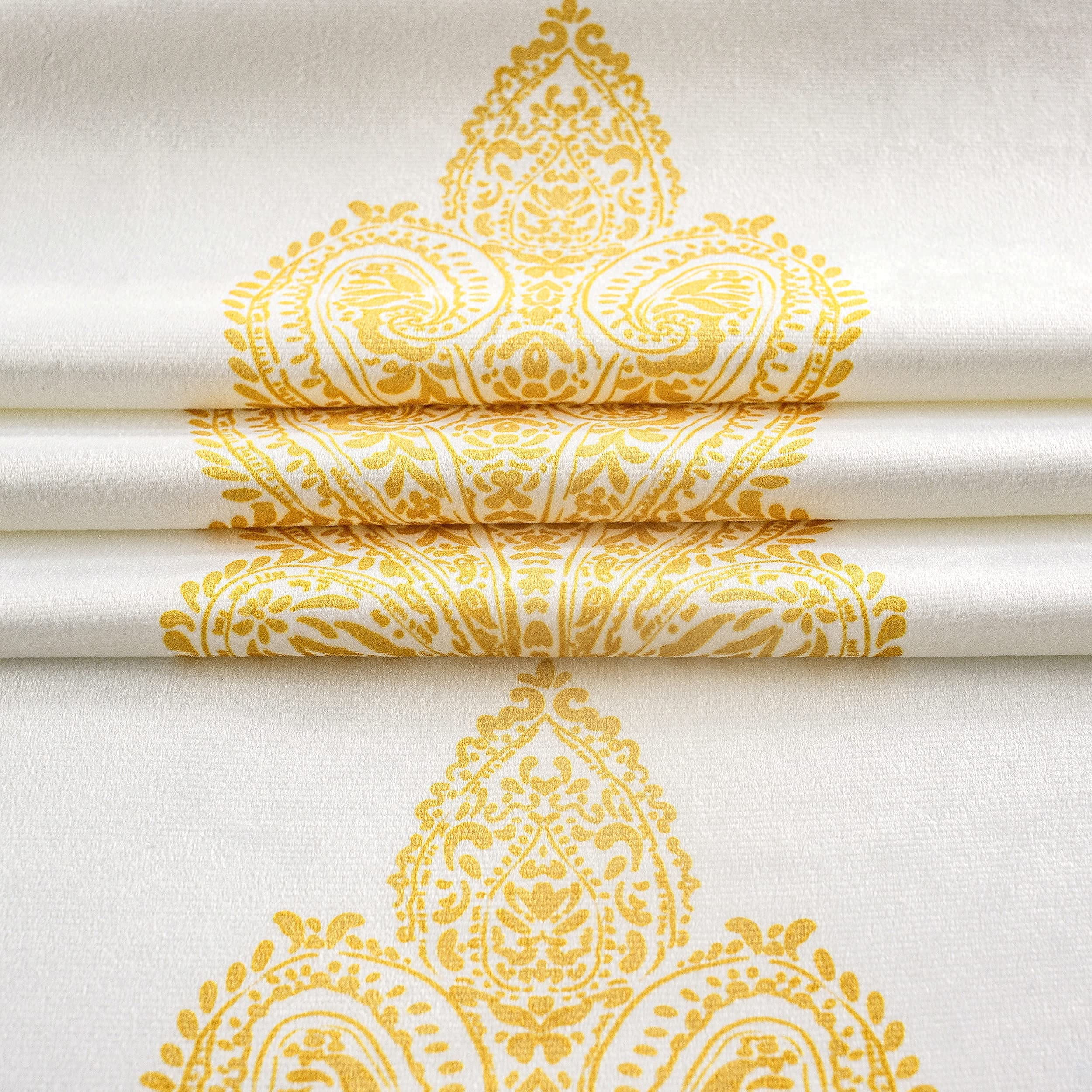 Amazon.com: DriftAway Sadie Paisley Medallion Pattern Boho Velvet Room  Darkening Unlined Window Curtains with Handmade Tassels for Bedroom Living  Room Rod Pocket 2 Panels Each 50 Inch by 84 Inch Gold Yellow :