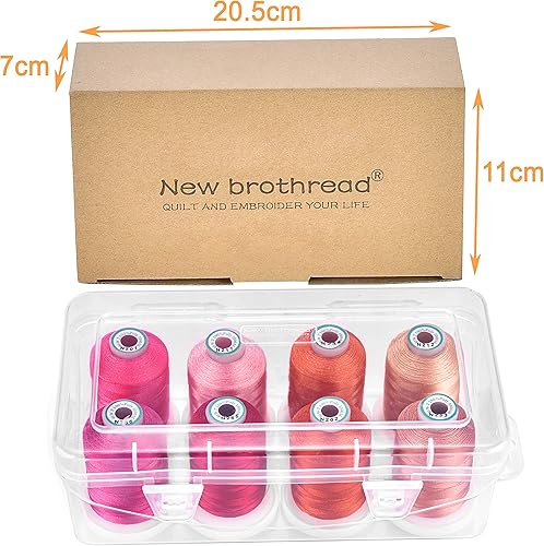 Miniatura 9 de New brothread - 20 opciones - 8 carretes a presión de 3,280.8 ft cada hilo de máquina de bordar de poliéster con caja de almacenamiento de plástico