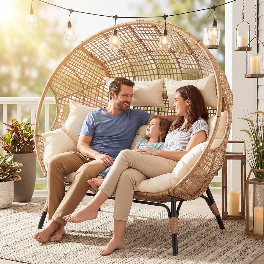 Amazon.com: NICESOUL® Double Egg Chair Indoor Outdoor Stationary