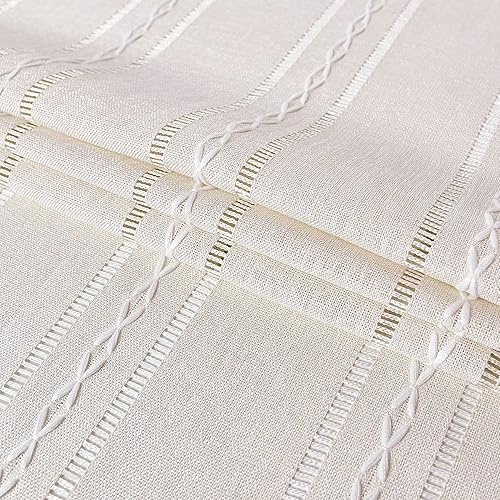 Miniatura 5 de Mantel rústico ovalado de lino de algodón bordado, mantel de primavera para cocina, comedor, fiesta, mantel para mesas ovaladas, 54 x 72 pulgadas,