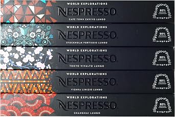 Nespresso World Explorations Pack: Vivalto, Linizio, Fortissio, Envivo, Shanghai Lungo, 50 Capsules