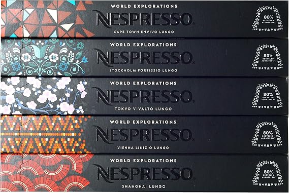Nespresso World Explorations Pack: Vivalto, Linizio, Fortissio, Envivo, Shanghai Lungo, 50 Capsules