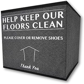 Real Estate Agent Supplies - Shoe Covers Box For Realtor Listings and Open Houses, Foldable Bin For Disposable Shoe Booties, Please Cover or Remove Your Shoes Sign