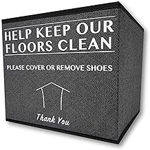 Real Estate Agent Supplies - Shoe Covers Box For Realtor Listings and Open Houses, Foldable Bin For Disposable Shoe Booties, Please Cover or Remove Your Shoes Sign
