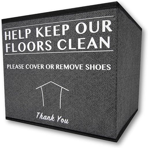 Real Estate Agent Supplies - Shoe Covers Box For Realtor Listings and Open Houses, Foldable Bin For Disposable Shoe Booties, Please Cover or Remove Your Shoes Sign