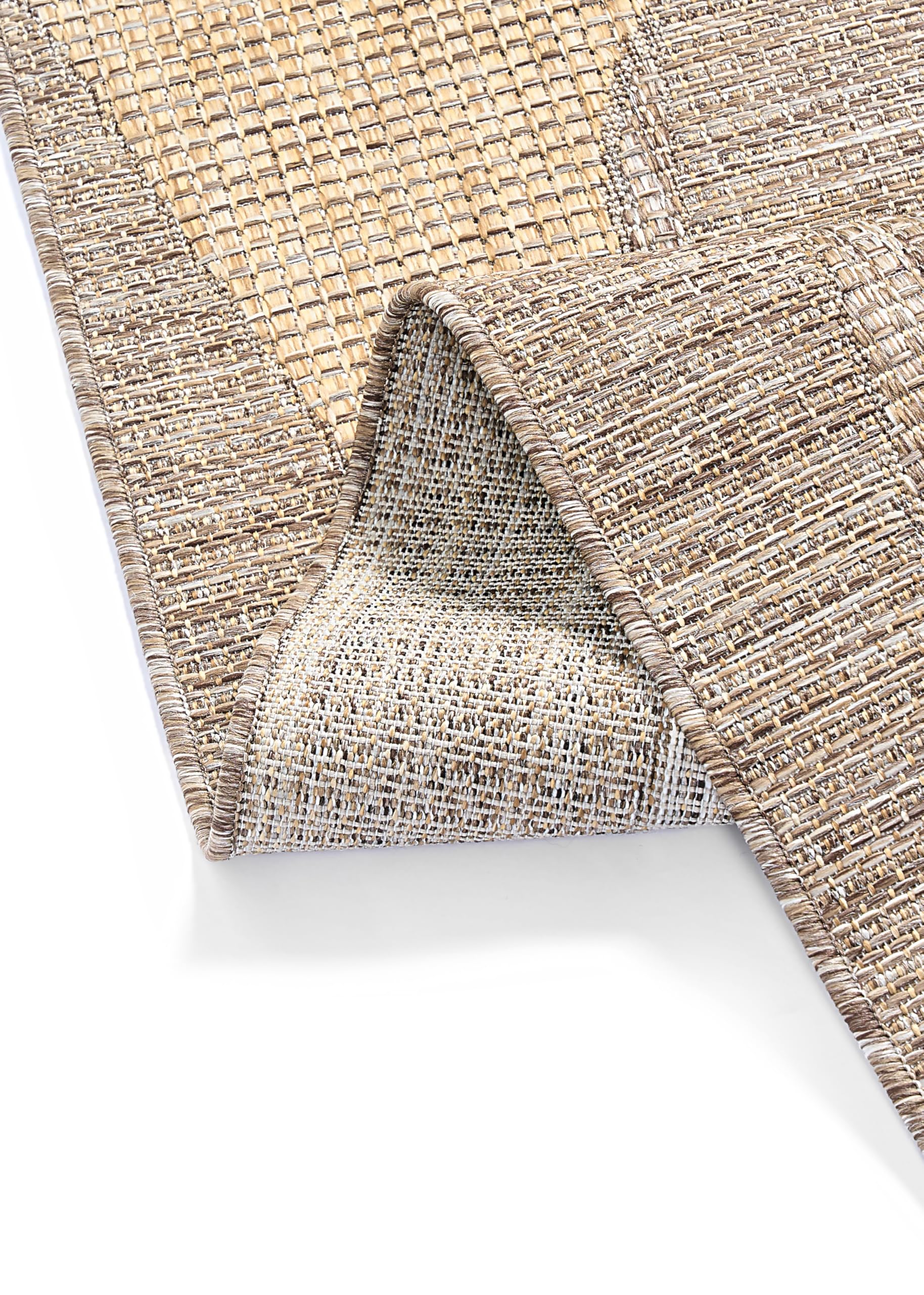 TAPISO Yucana Tapis d'Extérieur Tissage Plat Robuste Résistant aux Rayons UV Imperméable Tapis Intérieur & Extérieur Balcon Terrasse Marron Crème Motifs Abstraits Moderne 160 x 230 cm