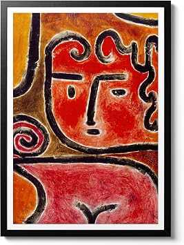 Hot-Blooded Girl by Paul Klee, Minimalist Abstract Portrait Print, Bauhaus Wall Art, Woman and Shapes Decor, 1938 Poster, Art Gift, Archival Matte, A1 Framed - 84.1x59.4cm
