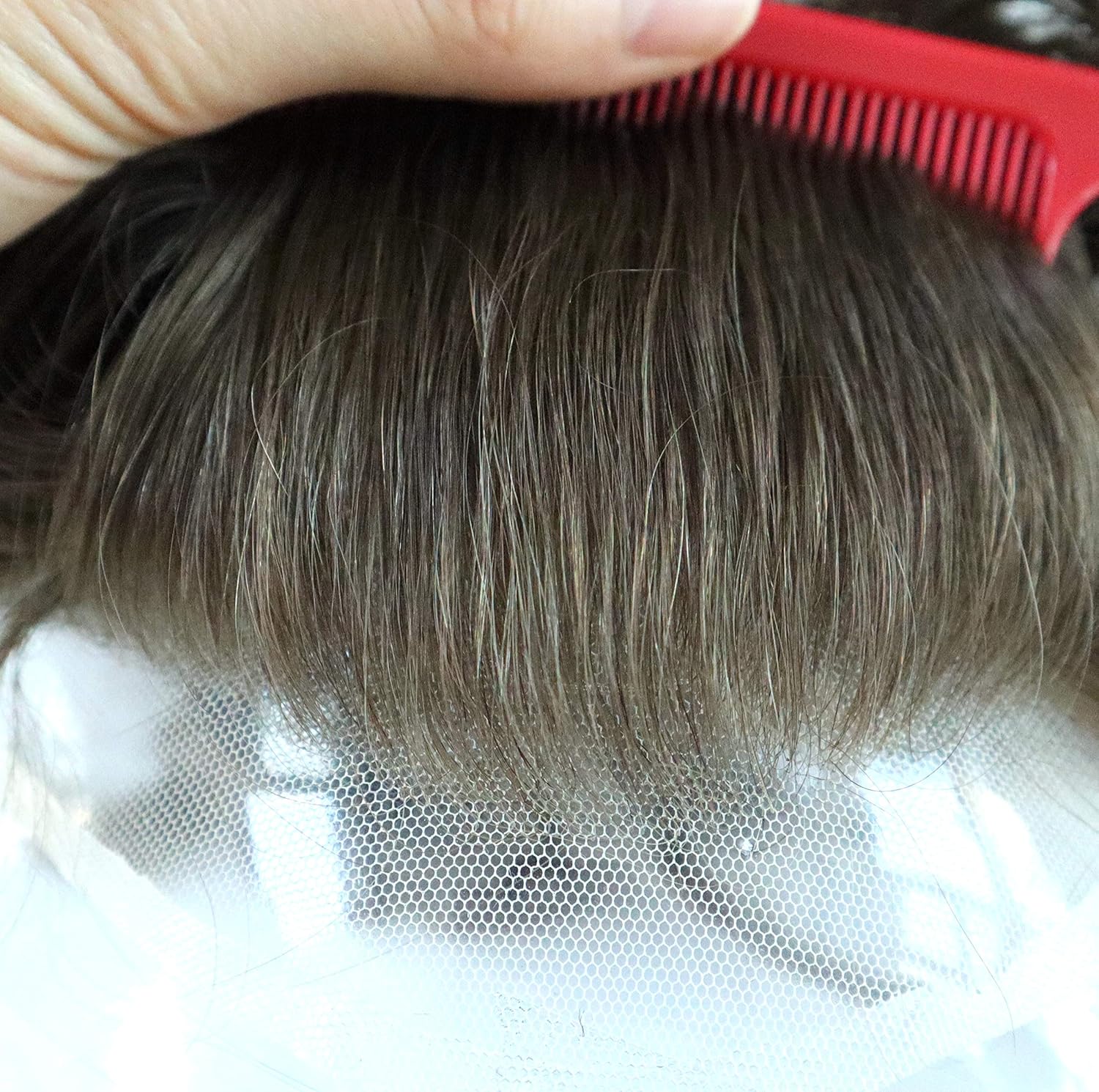 Natural Mens Toupee Human Hair Brown Hair Replacement System Soft Swiss Lace Hairpieces Undetectable Hairline #7