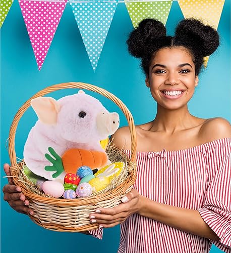 Miniatura 6 de DolliBu Happy Easter - Cerdito de peluche súper suave con zanahoria, lindos animales de peluche con zanahoria, regalo sorpresa perfecto de Pascua, 7