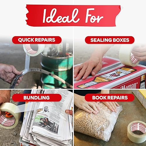 Miniatura 3 de XFasten cinta americana de filamento transparente , 2pulgadas X 30yardas