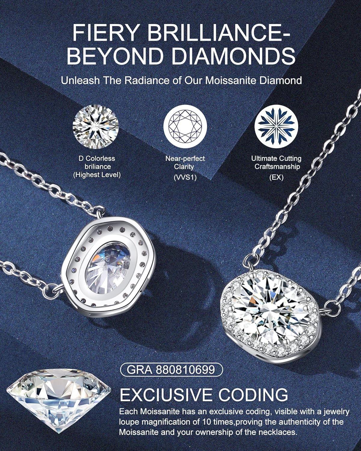 Valentines Day Gifts for Her Wife, 2-4 Carat Moissanite Necklace, 925 Sterling Silver Anniversary Birthday Gifts for Women, Jewelry Gift for Wife Girlfriend Mom - Image 3