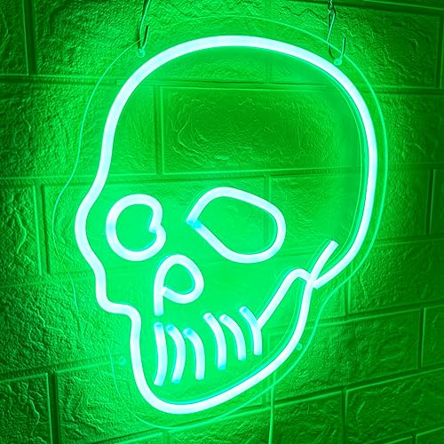 Miniatura 2 de Letrero de neón de calavera para decoración de Halloween, luz de neón de cráneo, letrero de luz LED de esqueleto alimentado por USB para decoración