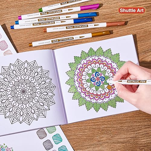Vista 10 de Shuttle Art - Rotuladores metálicos, 24 colores de pintura metálica, punta fina para tarjetas de bricolaje, caligrafía, proyectos de arte