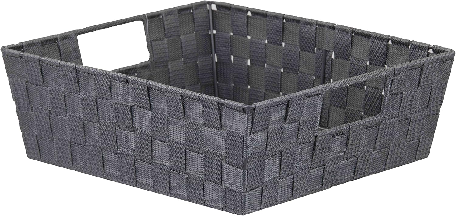 Grey Non-Woven Storage Bin with Open Handles by Home Basics | Closet Organization Essential