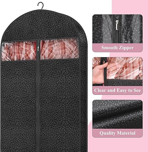 Miniatura 9 de Paquete de 4 bolsas de ropa de 42 pulgadas para colgar ropa, viajes, bolsas de vestir transparentes para vestidos largos, bolsas de traje para