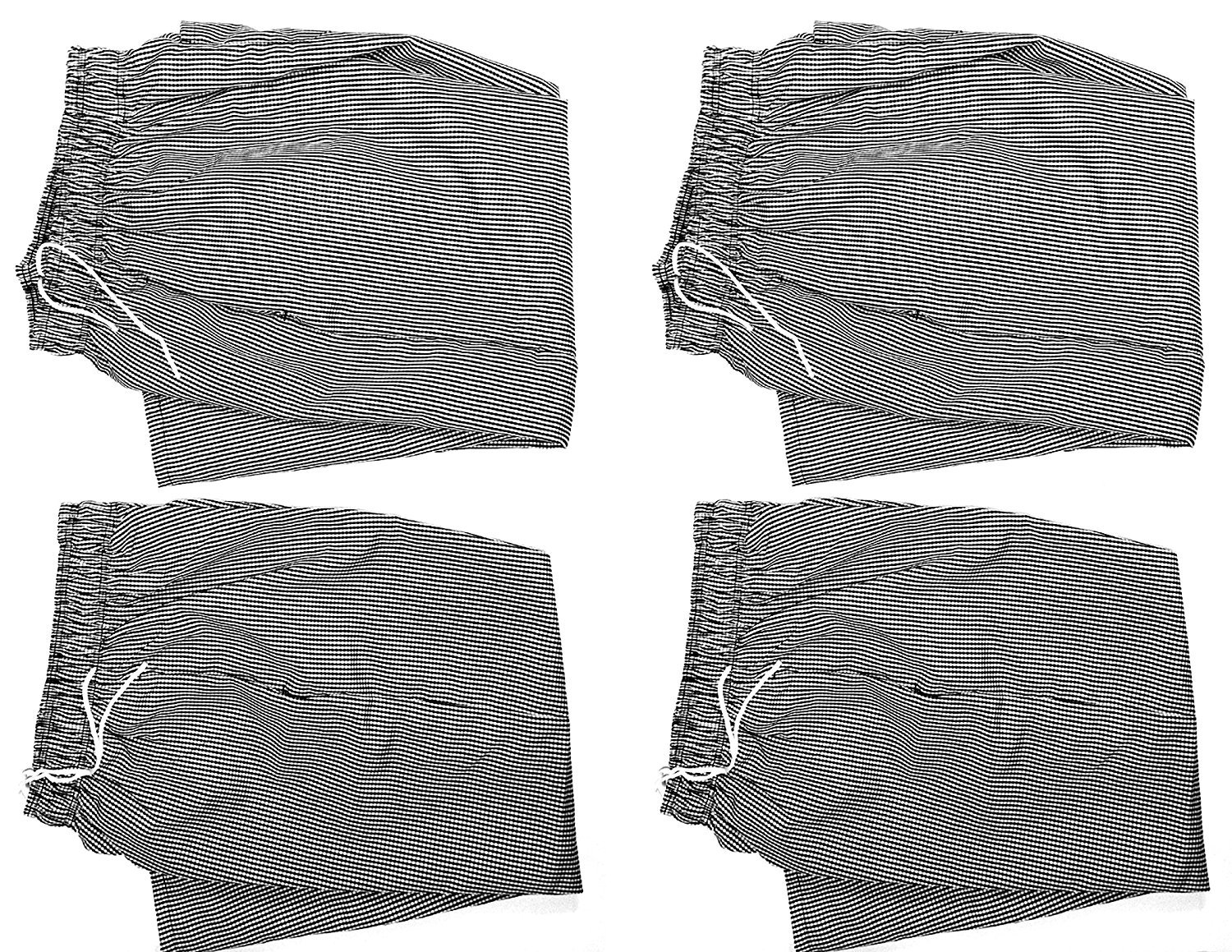 DKU - 4-Pack - Chef Pants Checkered Elastic Waist Black/White Houndstooth