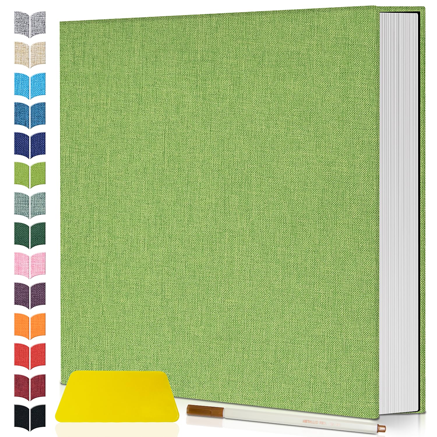 Artfeel Photo Album Self Adhesive Scrapbook,60 Pages Large Photo Book for 4x6,5x7,8x10 Pictures,DIY Album for Baby Wedding Family Travel Birthday,with Metallic Pen and Scraper