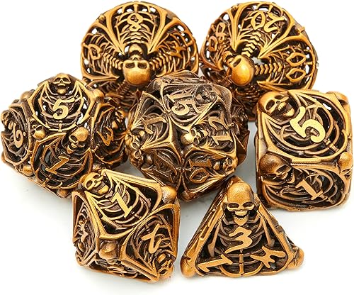 Juego de dados de metal huecos poliédricos de calavera, adecuado para juegos de mesa de Calabozos y Dragones, juego de mesa MTG, D&D Pathfinder