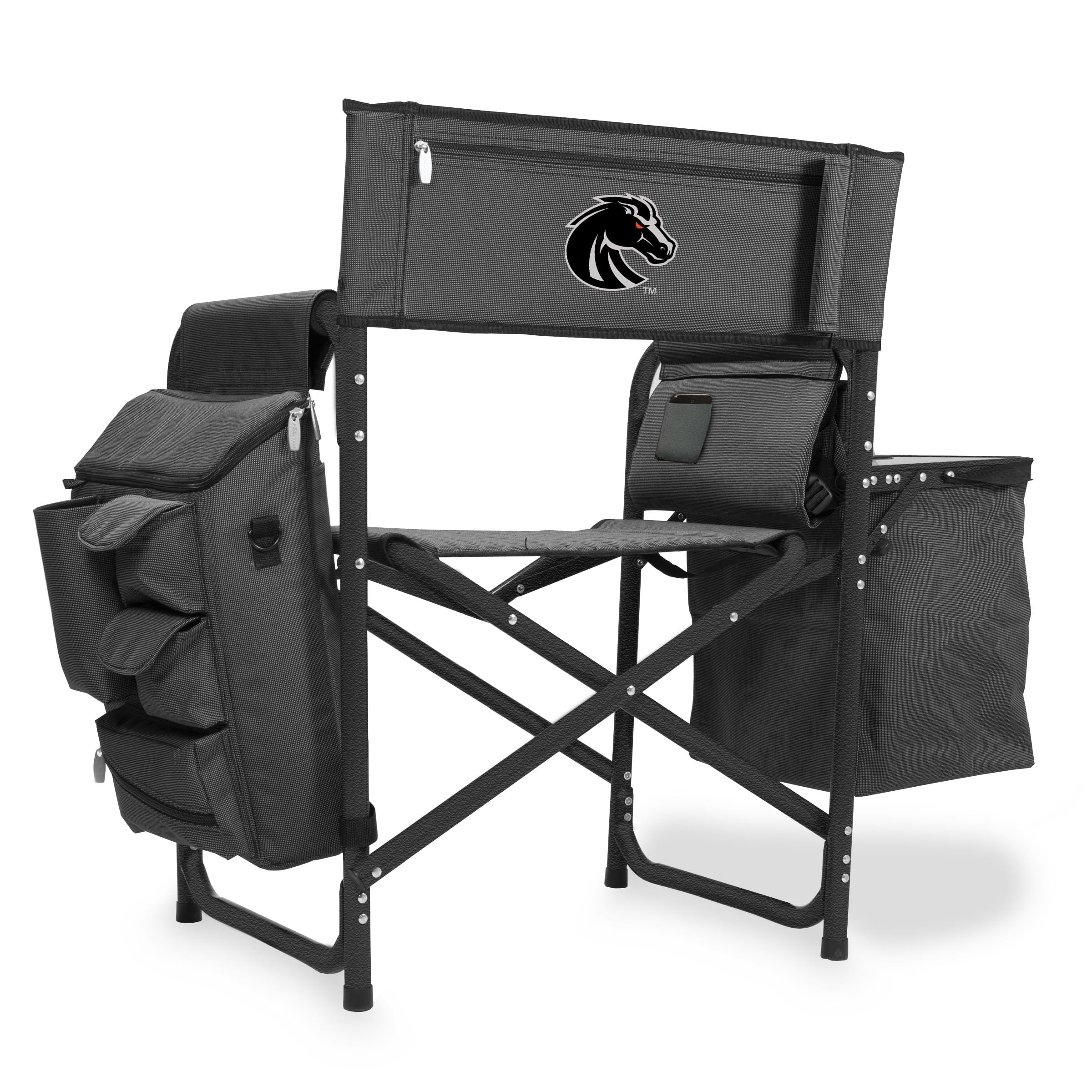 Boise State Broncos - Fusion Backpack Chair with Cooler, (Dark Gray with Black Accents)