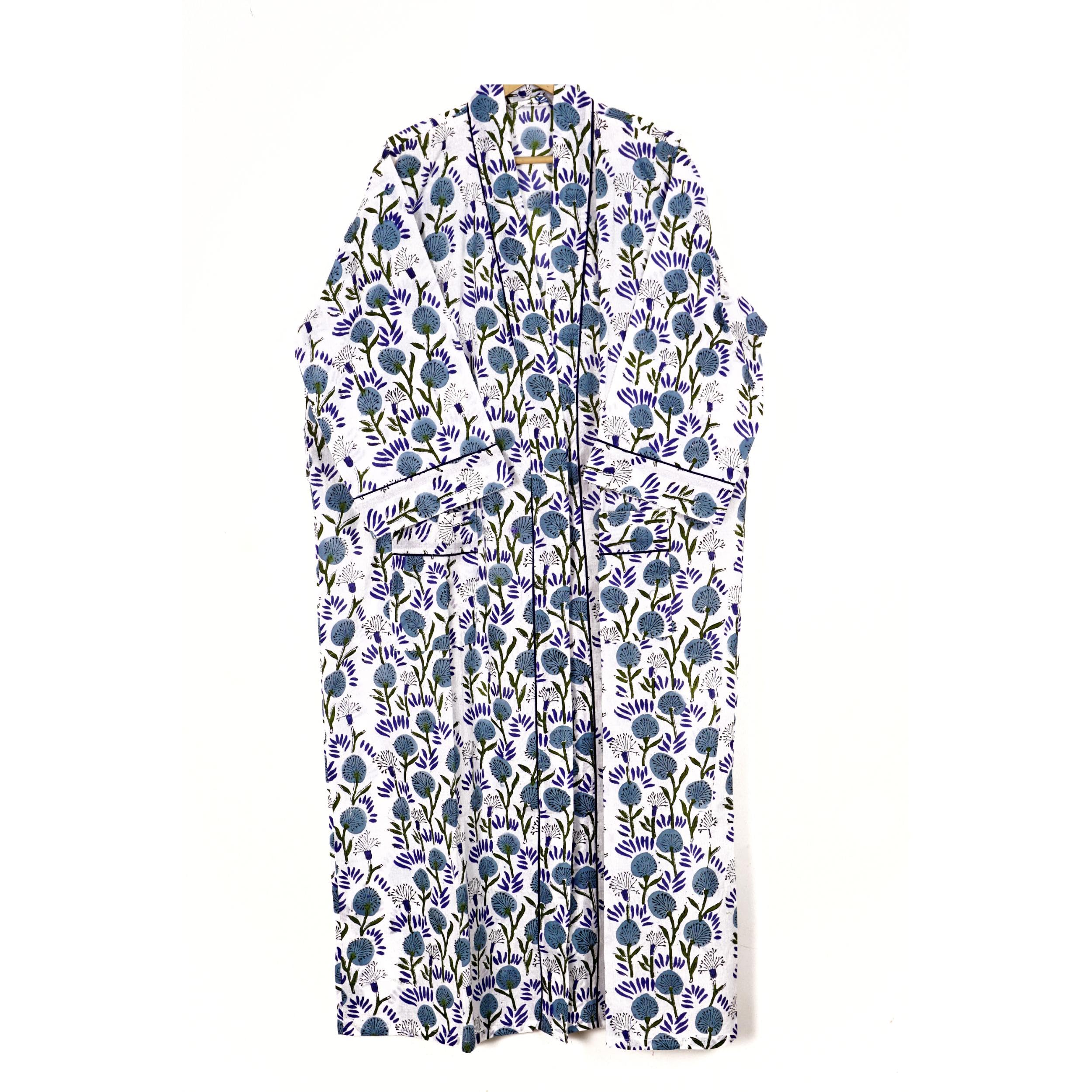Pure 100% Cotton Robe For Womens Bathrobe Dressing Gown Long sleepwear Free Size Kimono