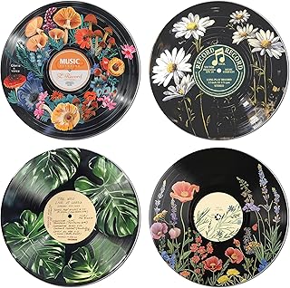 HK Studio Hippie Decor, Posters for Room Aesthetic - Botanical Wall Art, Record Decor, 4pcs 12