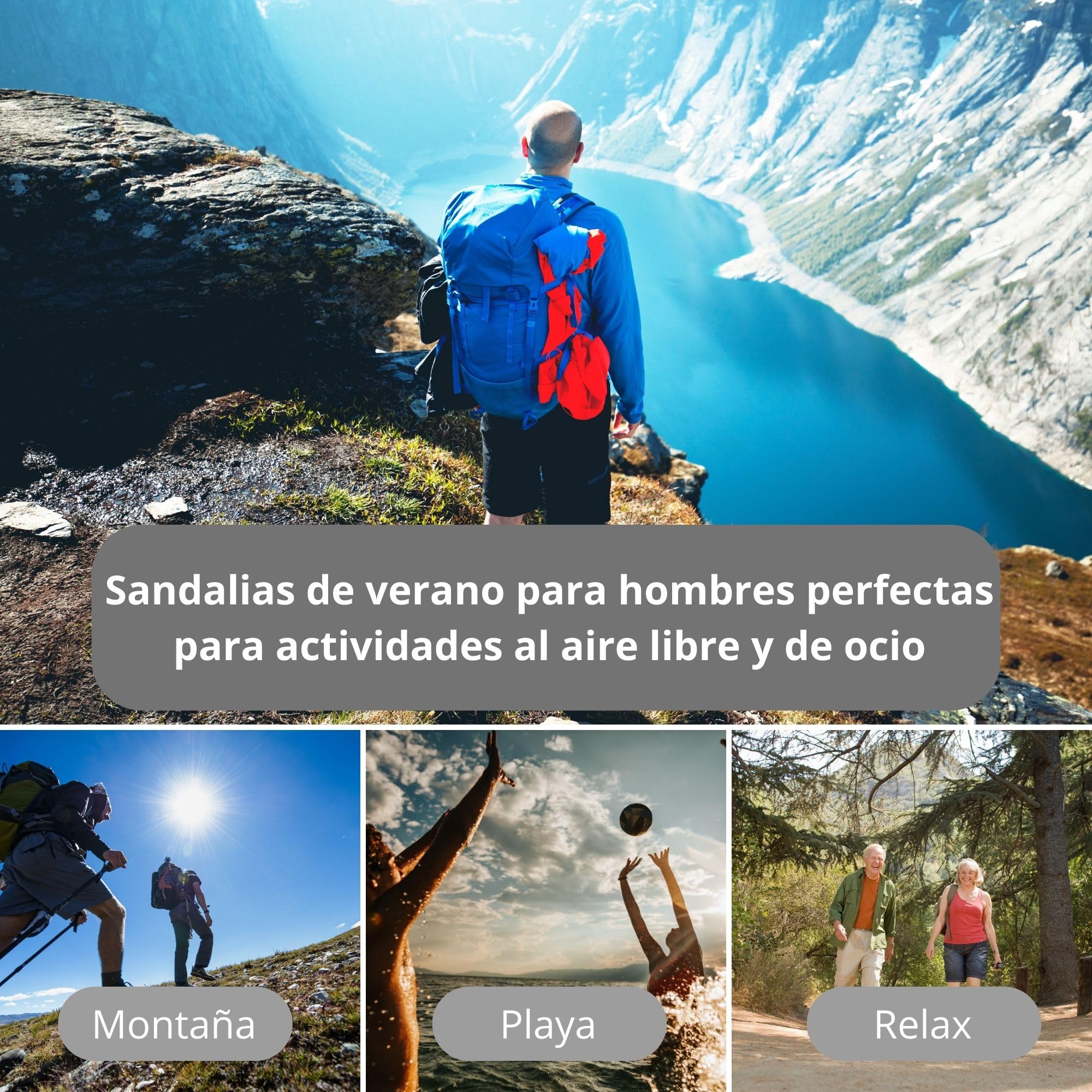 HI-TEC NERPA Sandalia deportiva hombre, zapatillas exterior senderismo, calzado de uso diario con planta de serraje