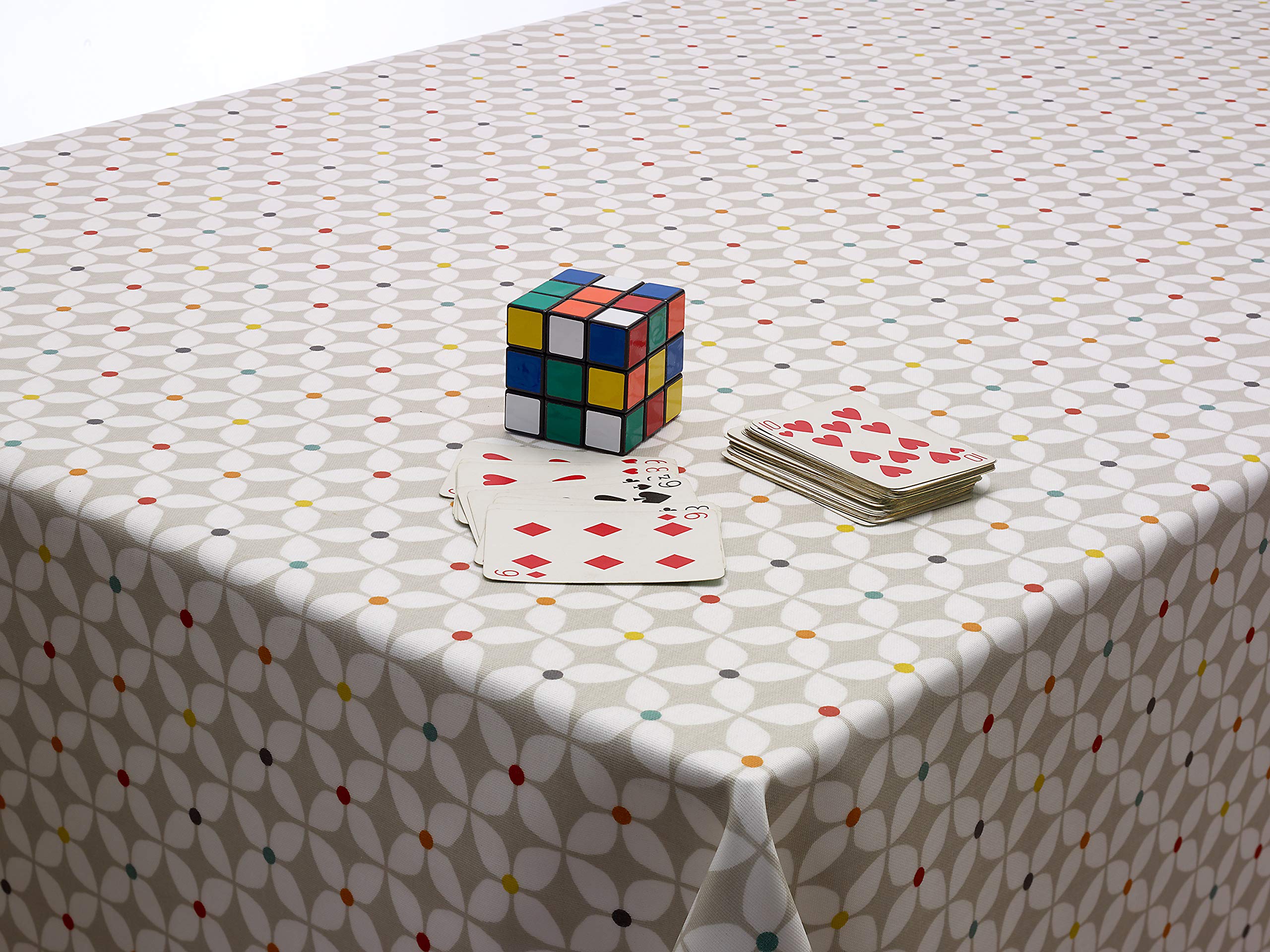 Jolee Fabrics Scandic Marguerite Floral Wipe Clean Oilcloth Tablecloth - Table Protector For Any Table Size Or Shape - Hygienic, Waterproof, Durable (Stone Grey, 132cm x 190cm)