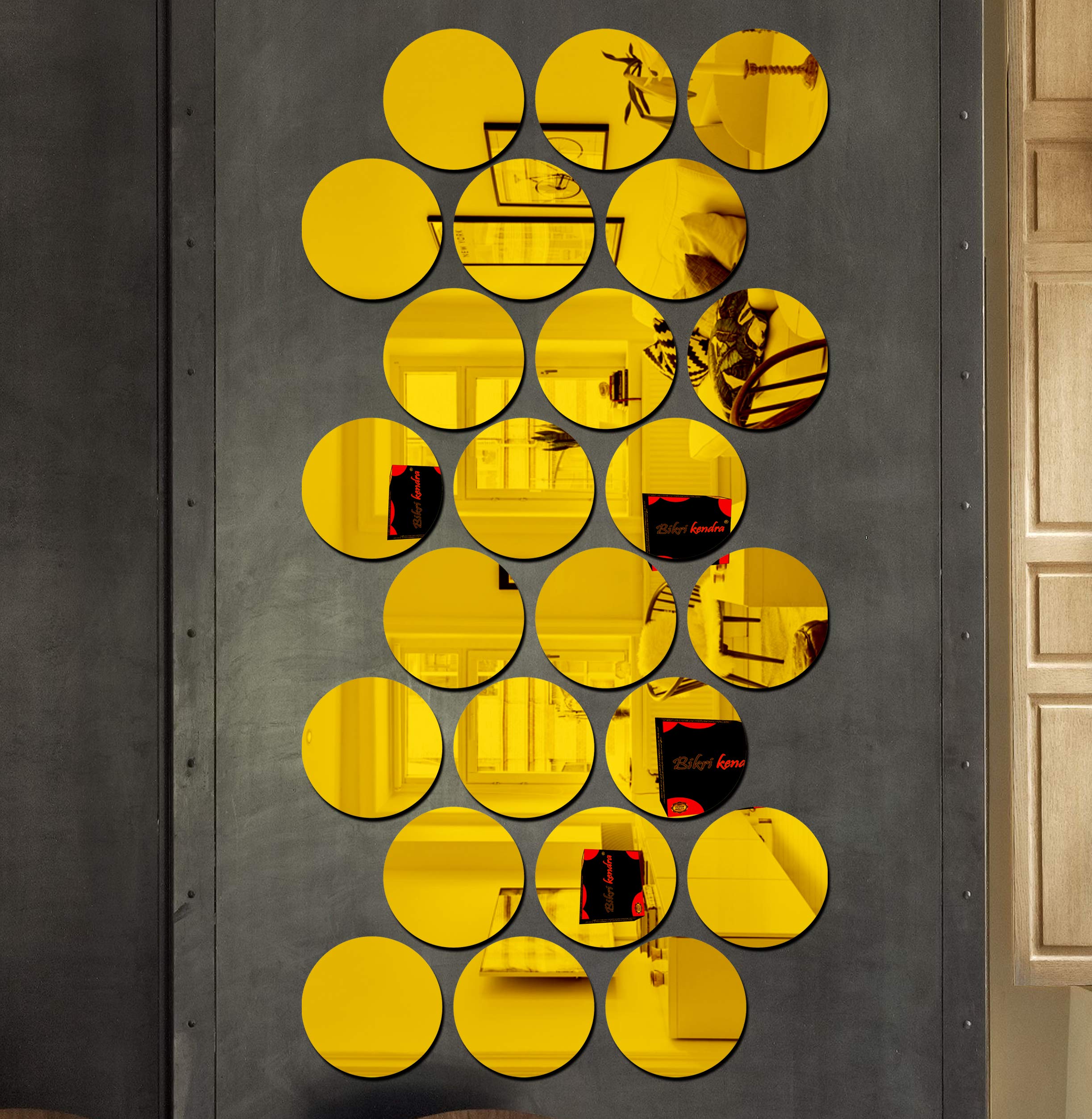 Bikri Kendra - 24 Circle Golden - 3D Mirror Acrylic Wall Stickers (B07W64HRFL) Amazon Price History, Amazon Price Tracker