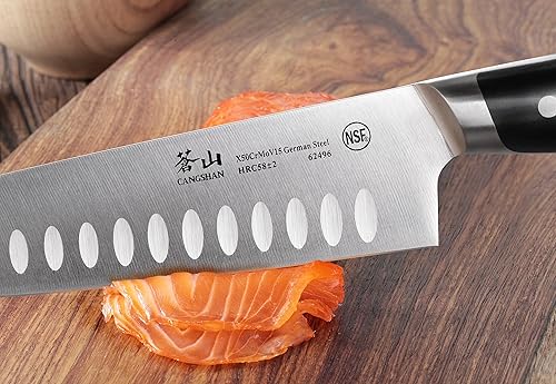 Miniatura 5 de Cangshan Z Series 62496 Cuchillo Santoku forjado de acero alemán, 7 pulgadas